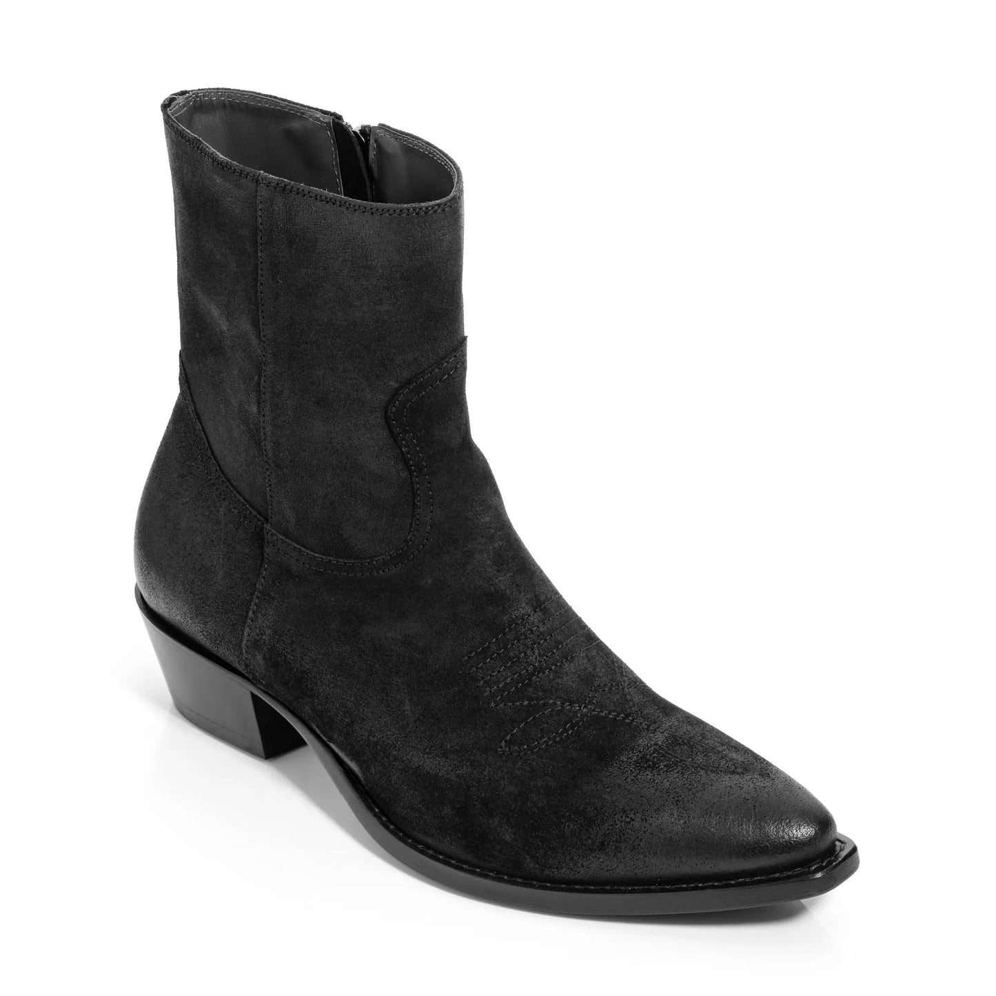 Atticus Black Suede Western Zip Boot - To Boot New York