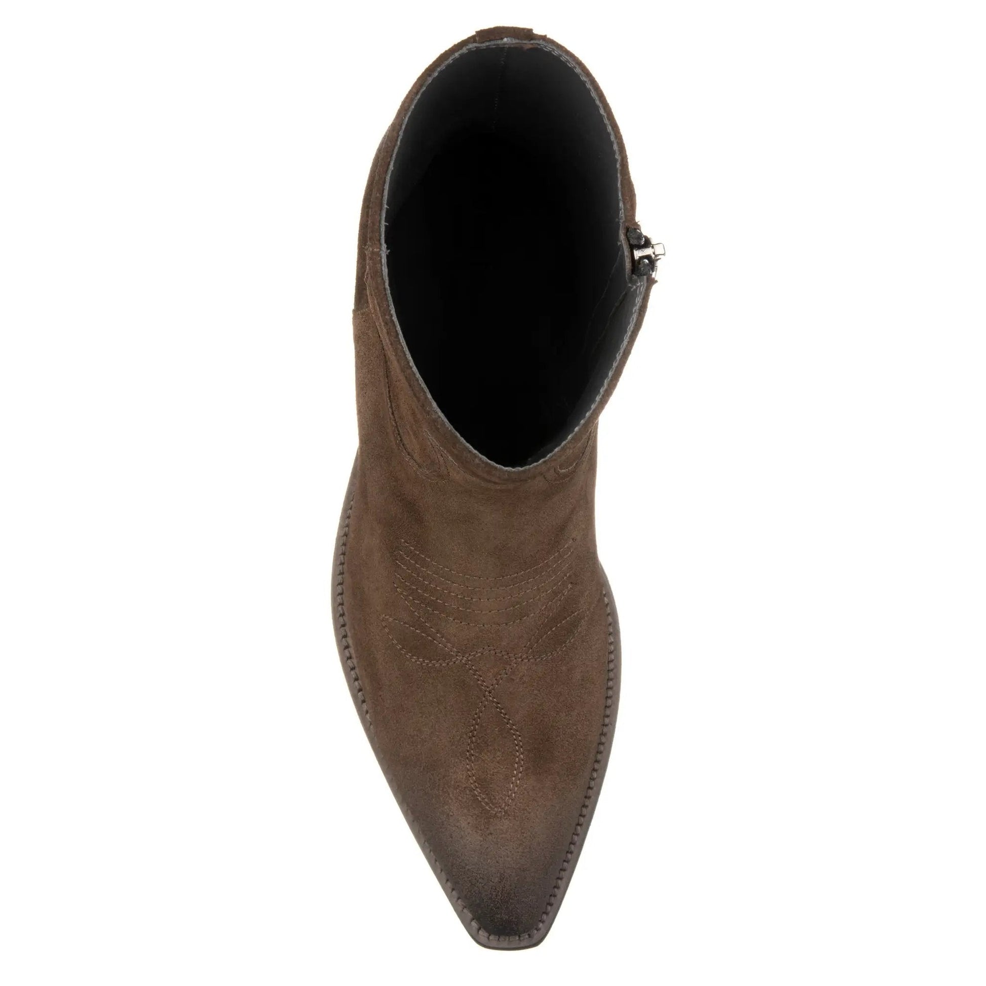 Atticus Dark Brown Suede Western Zip Boot - To Boot New York