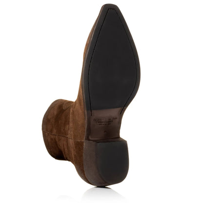 Atticus Dark Brown Suede Western Zip Boot - To Boot New York