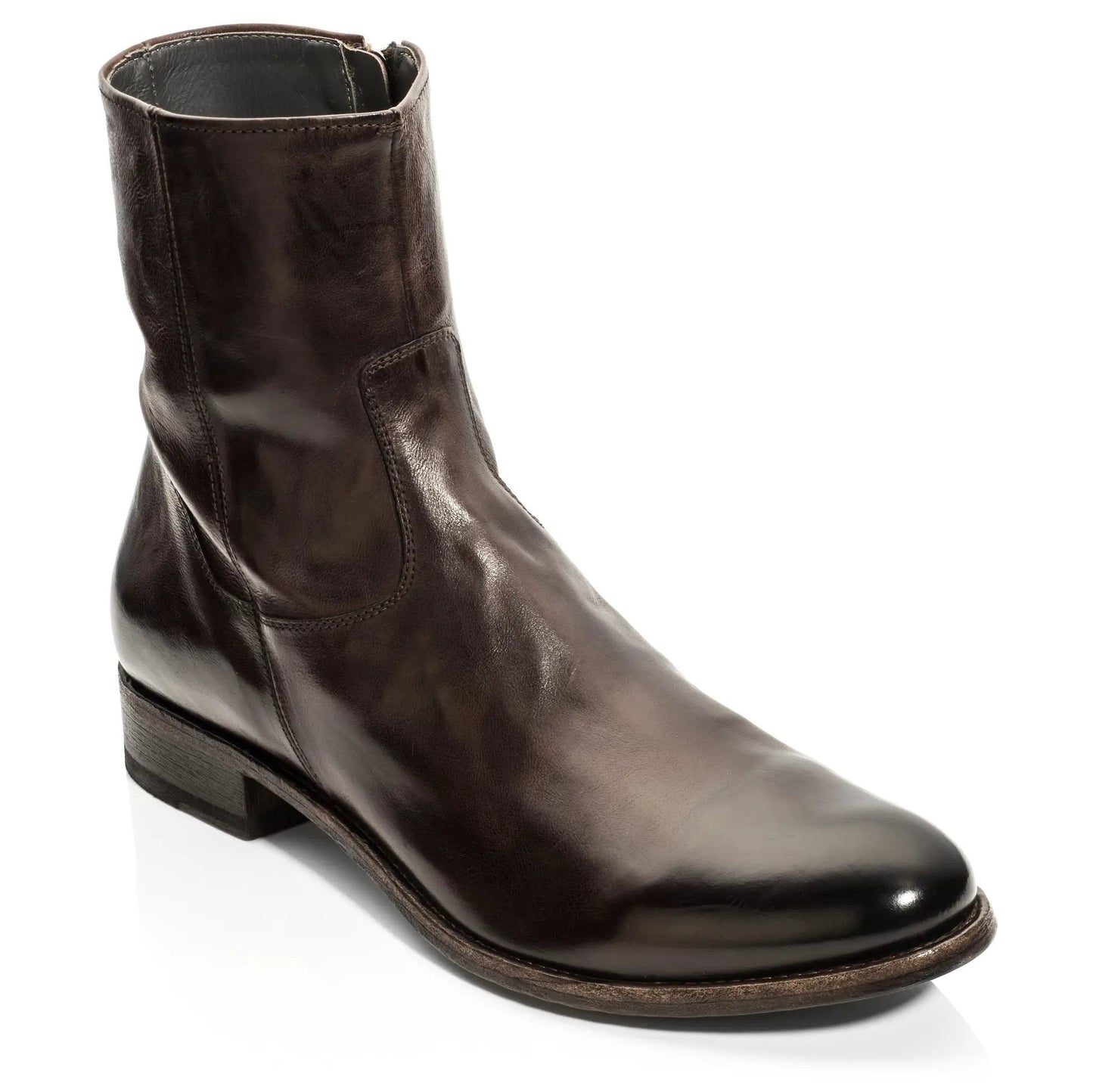 Belvedere Dark Brown Calf Leather Zip Boot - To Boot New York