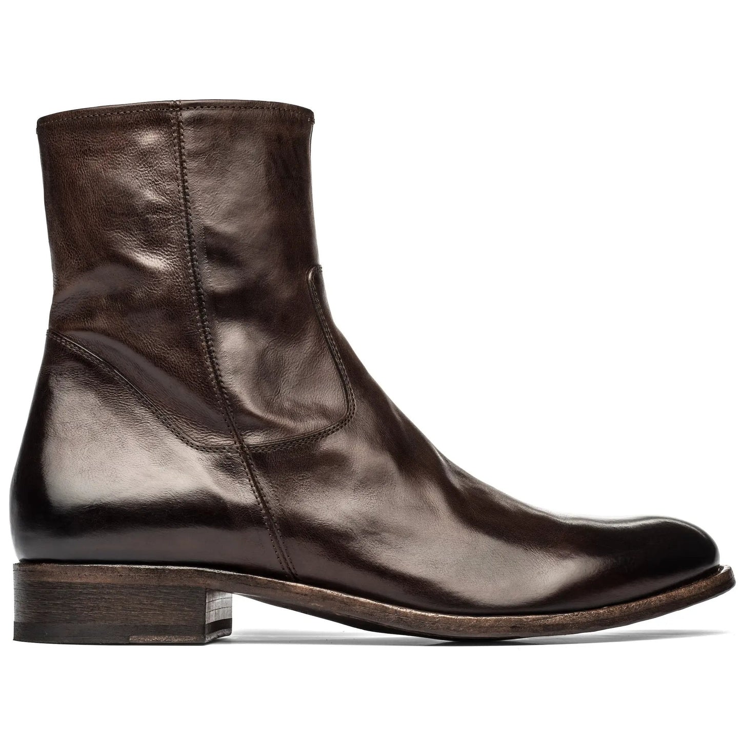Belvedere Dark Brown Calf Leather Zip Boot - To Boot New York