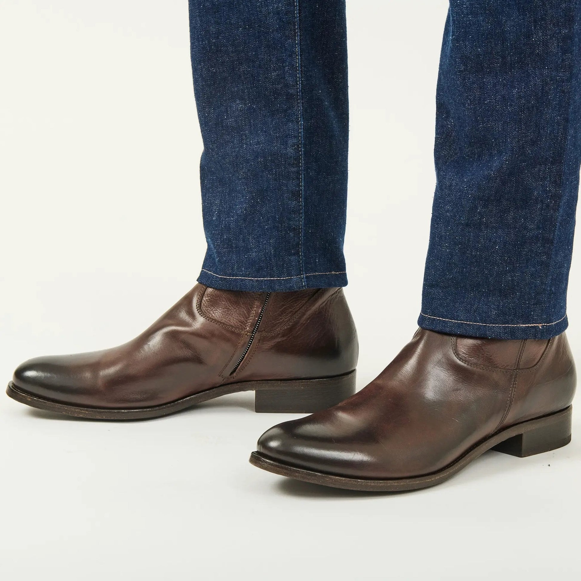 Belvedere Dark Brown Calf Leather Zip Boot - To Boot New York
