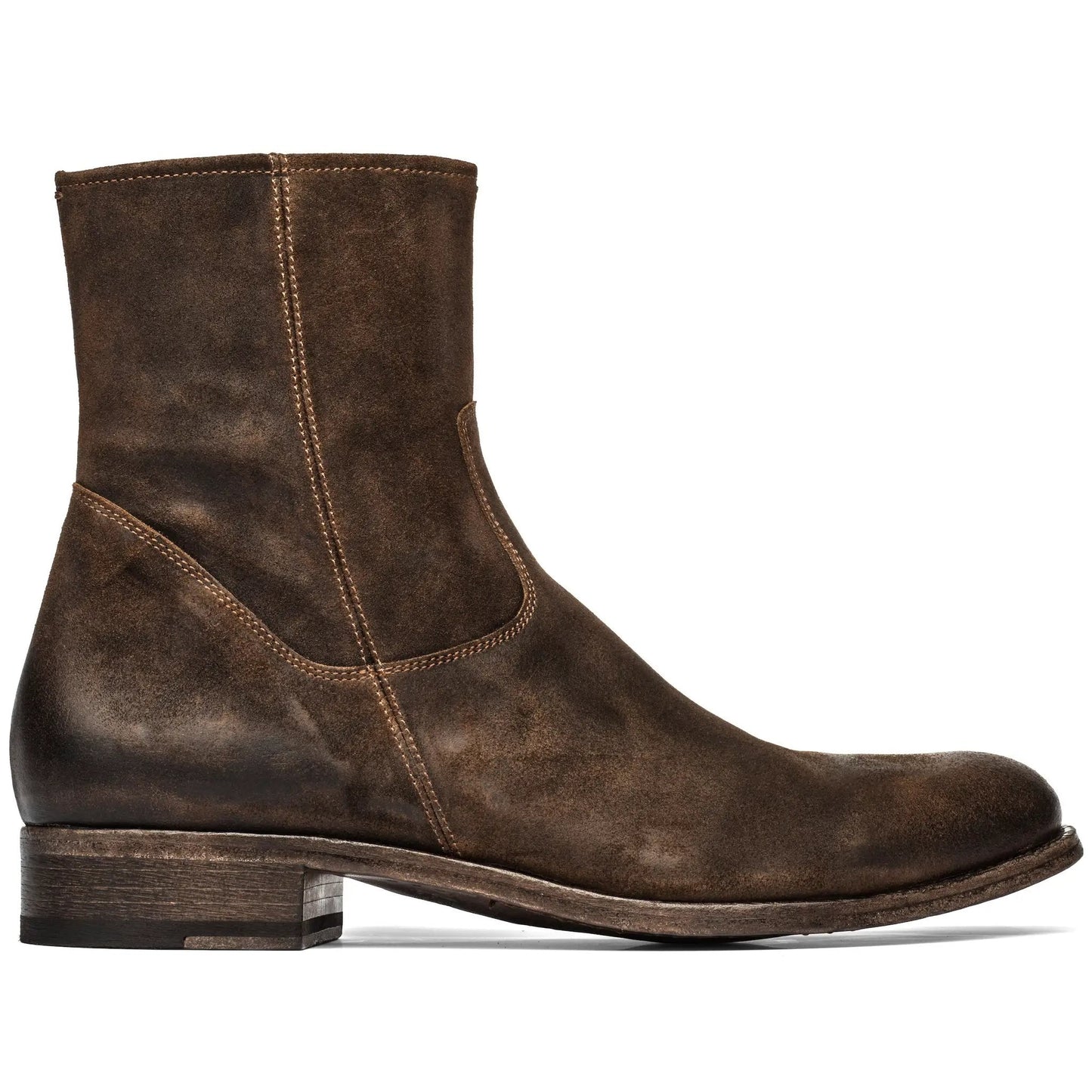 Belvedere Mid Brown Waxed Suede Zip Boot - To Boot New York
