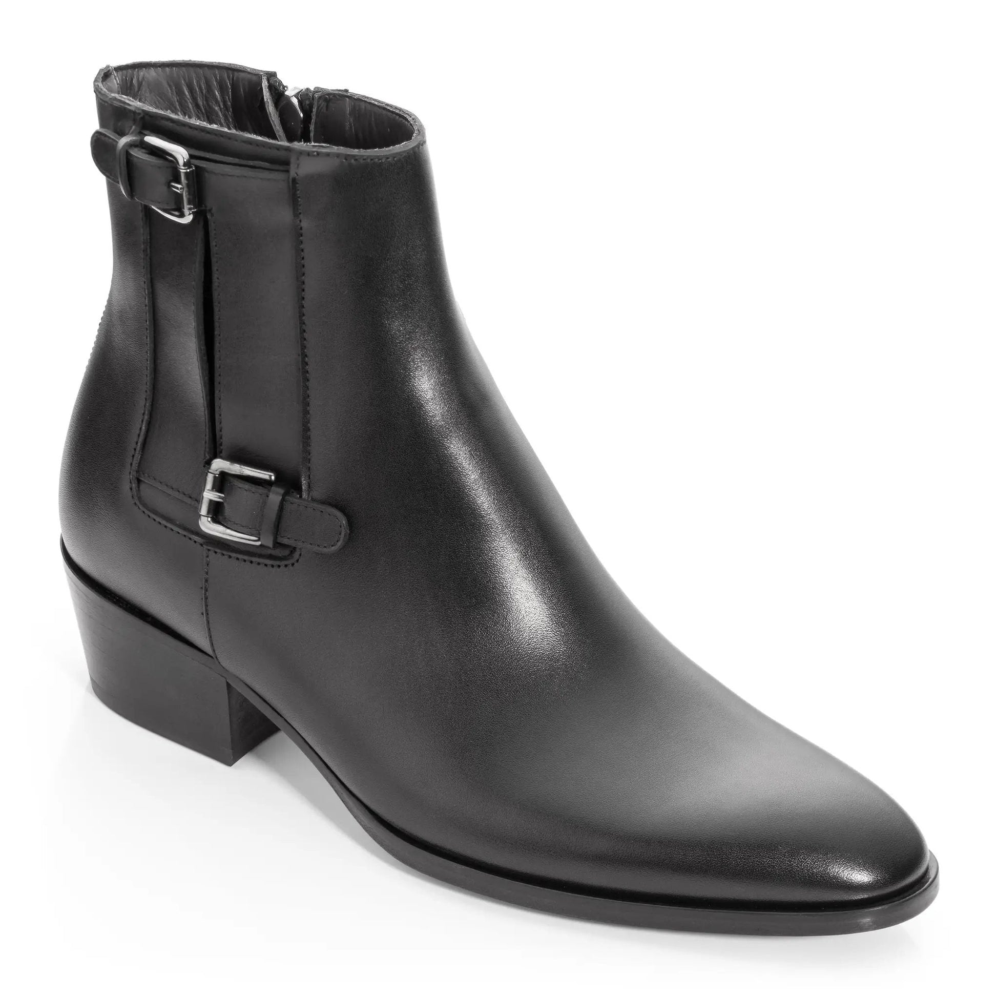 Bonn Black Calf Leather Double Buckle Zip Boot - To Boot New York