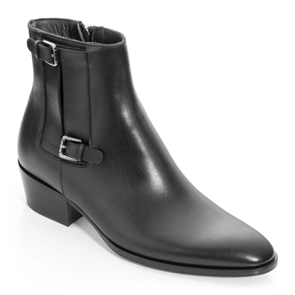 Bonn Black Calf Leather Double Buckle Zip Boot - To Boot New York