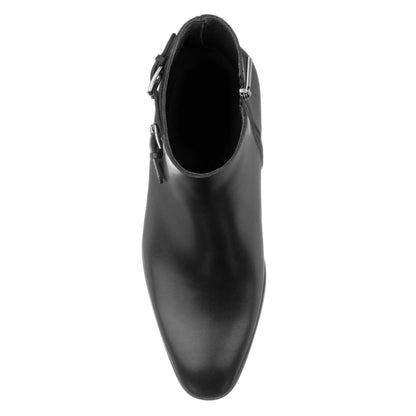 Bonn Black Calf Leather Double Buckle Zip Boot - To Boot New York