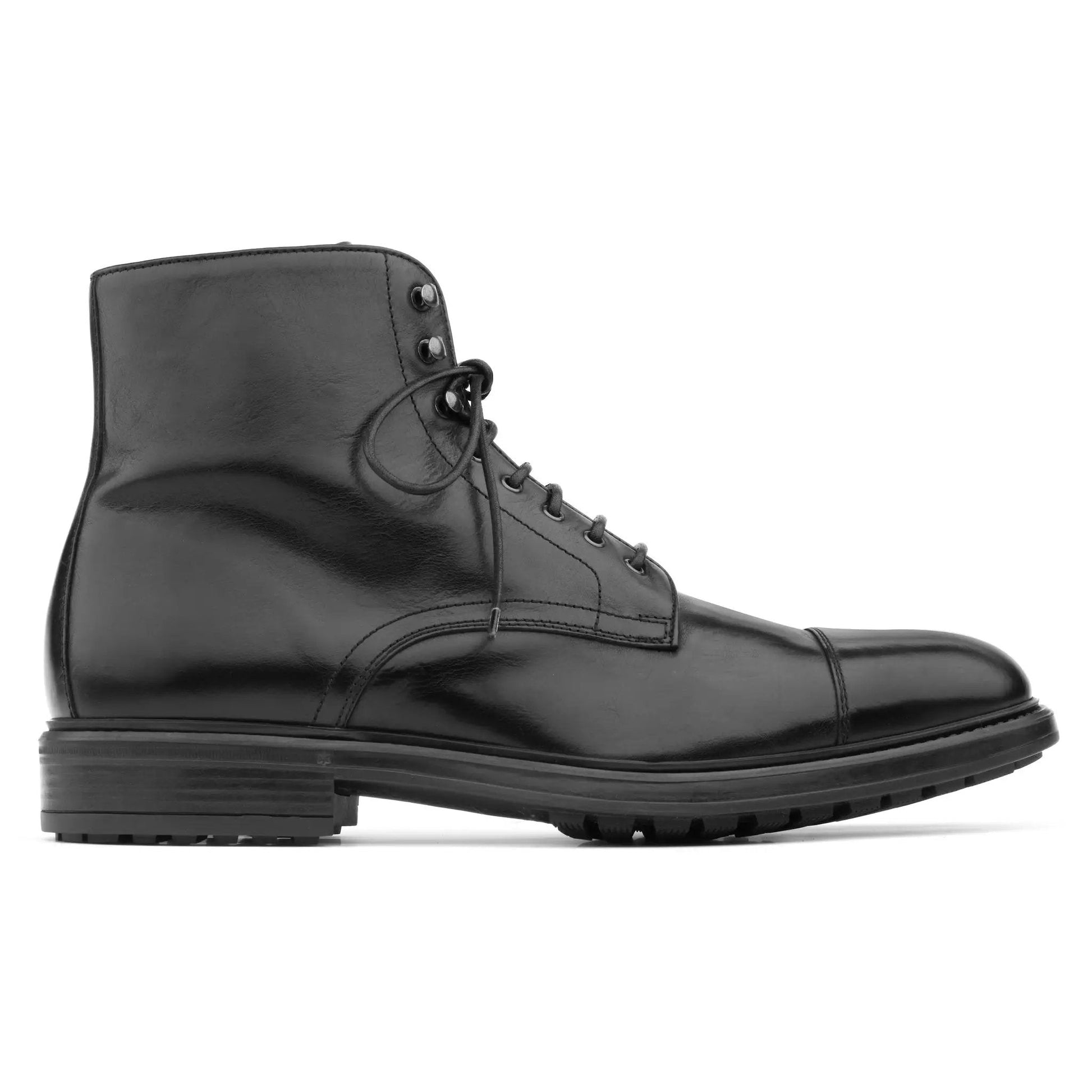 Burkett Black Calf Leather Cap Toe Lace Boot - To Boot New York