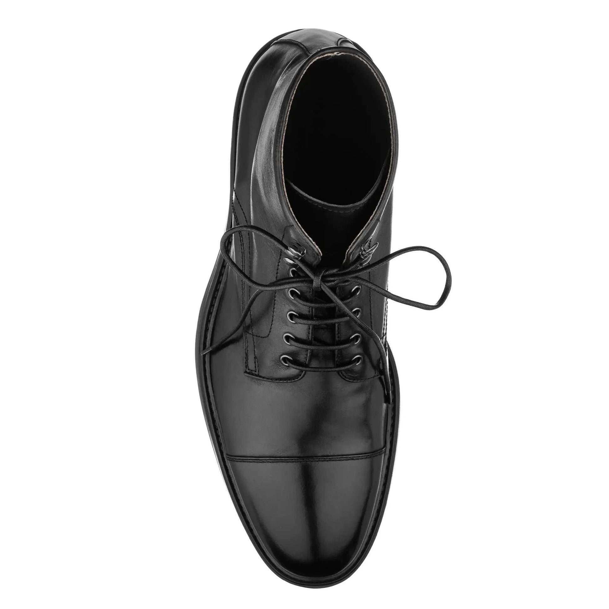 Burkett Black Calf Leather Cap Toe Lace Boot - To Boot New York