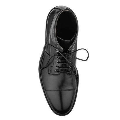 Burkett Black Calf Leather Cap Toe Lace Boot - To Boot New York