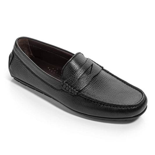 Admiral Black Deerskin Leather Penny Moccasin Driving Shoe - To Boot New York