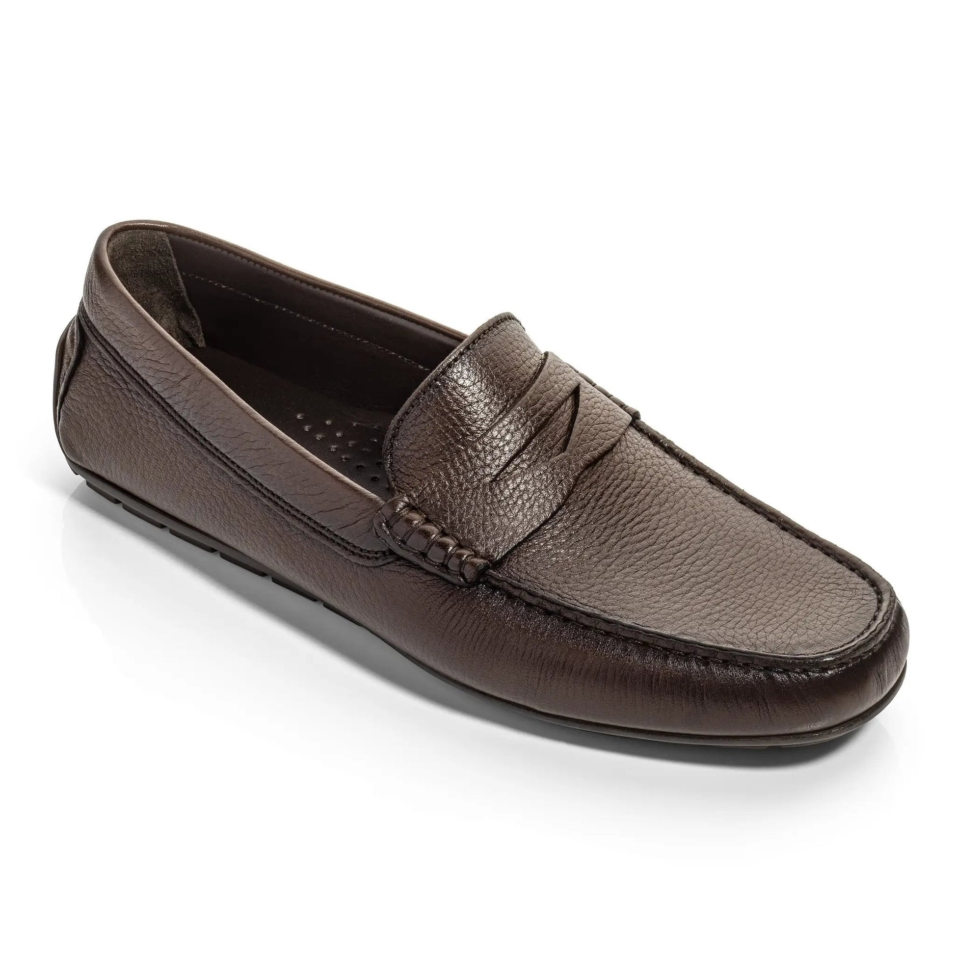 Admiral Dark Brown Deerskin Leather Penny Moccasin Driving Shoe - To Boot New York