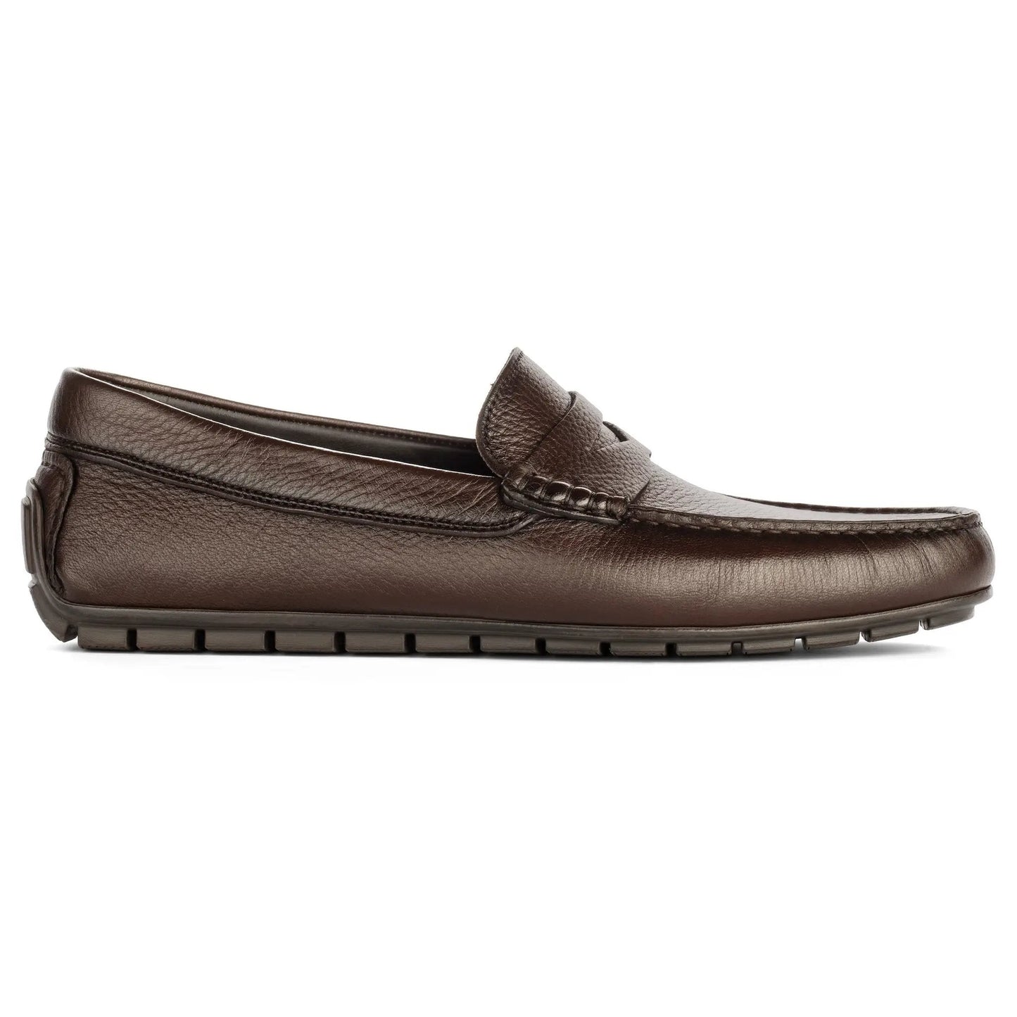 Admiral Dark Brown Deerskin Leather Penny Moccasin Driving Shoe - To Boot New York