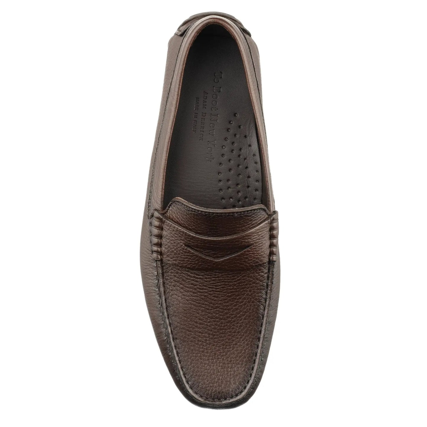 Admiral Dark Brown Deerskin Leather Penny Moccasin Driving Shoe - To Boot New York