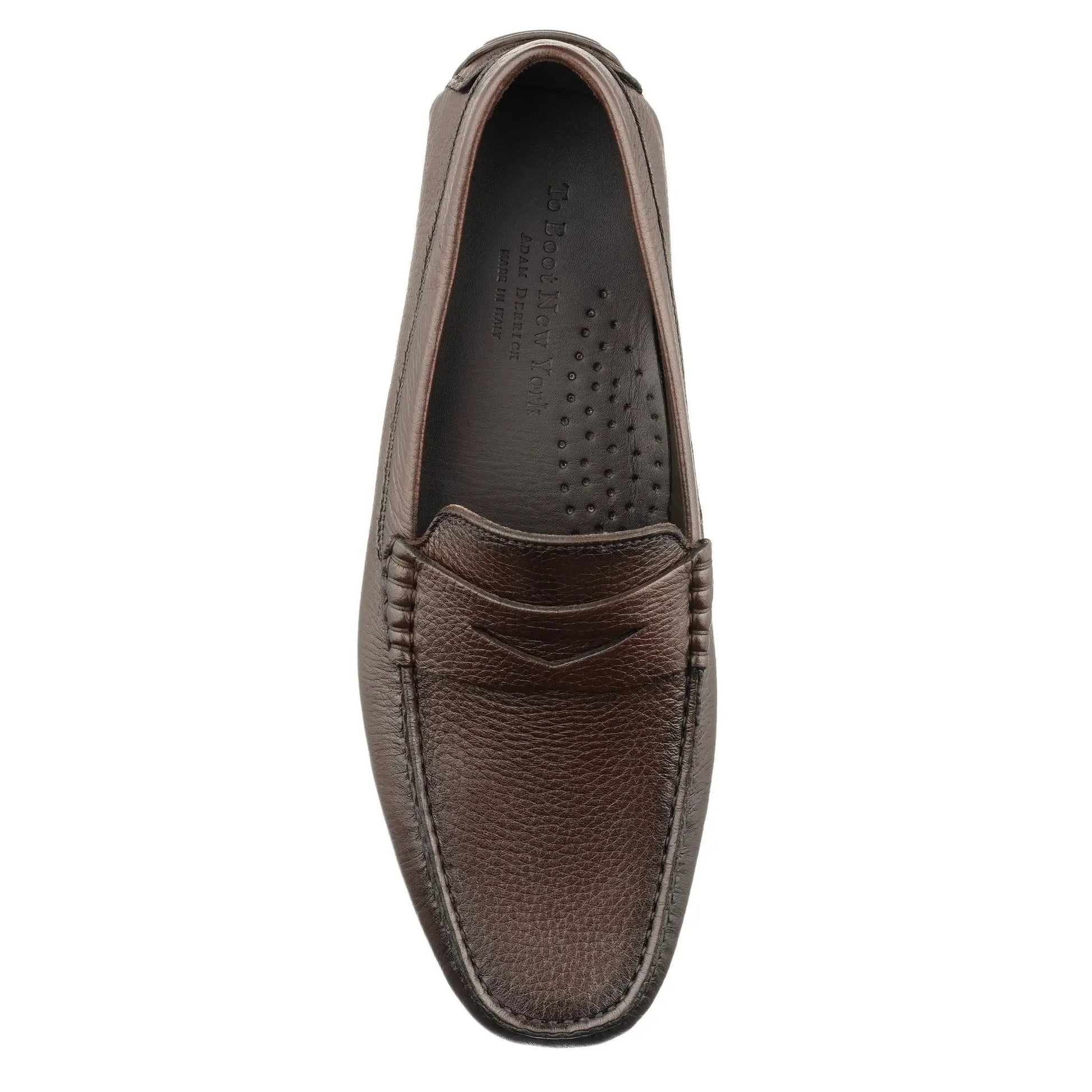 Admiral Dark Brown Deerskin Leather Penny Moccasin Driving Shoe - To Boot New York