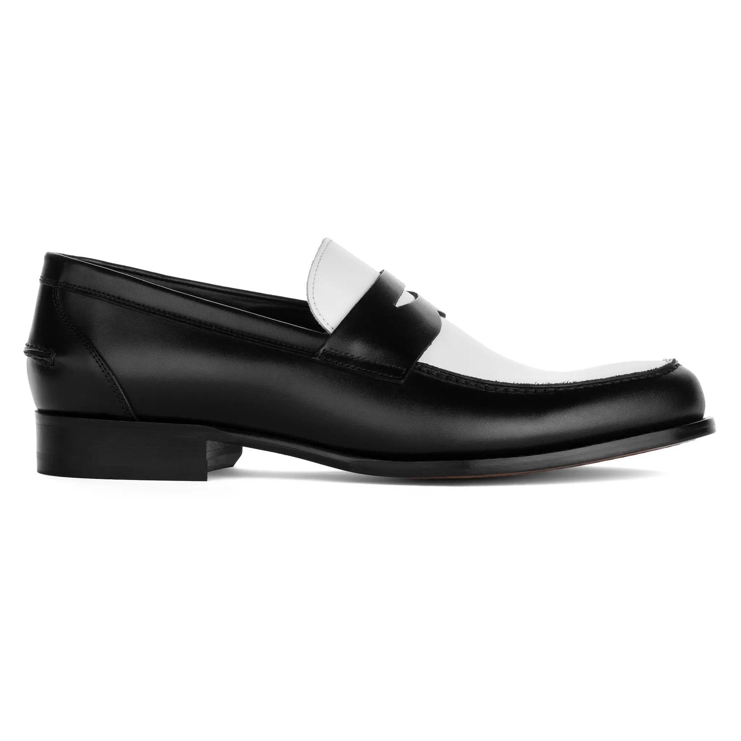 Atlantis Two-Tone Black & White Box Calf Leather Penny Loafer - To Boot New York