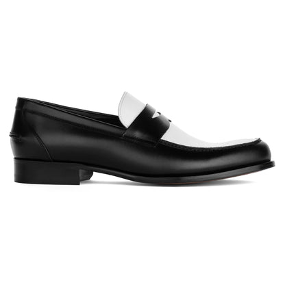 Atlantis Two-Tone Black & White Box Calf Leather Penny Loafer - To Boot New York