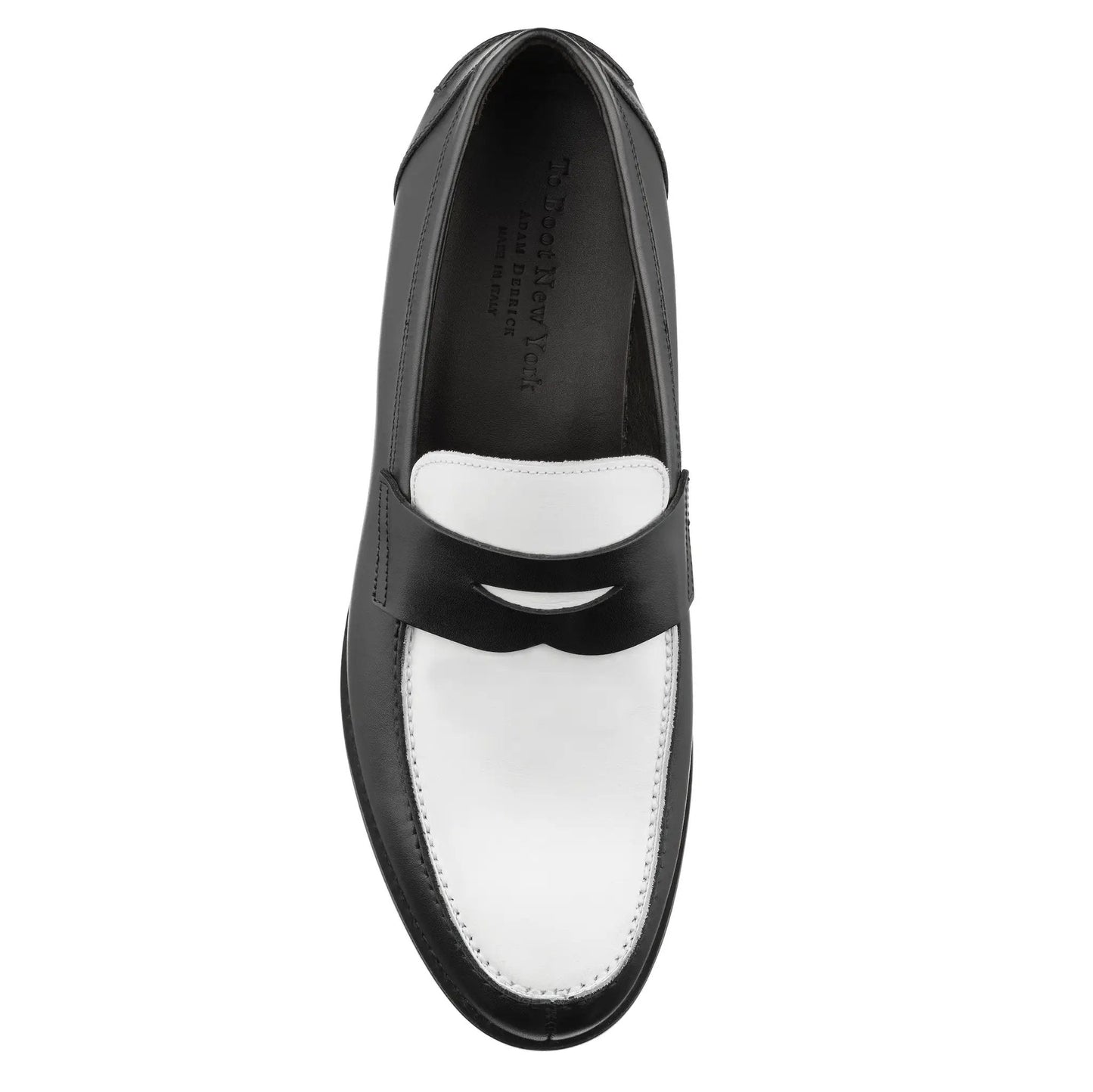 Atlantis Two-Tone Black & White Box Calf Leather Penny Loafer - To Boot New York