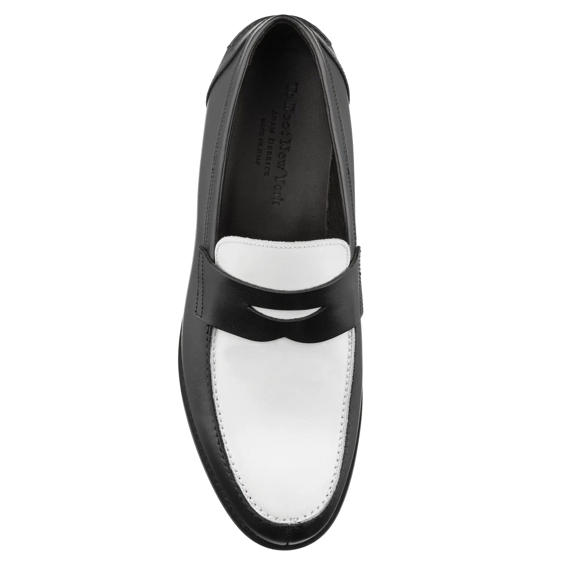 Atlantis Two-Tone Black & White Box Calf Leather Penny Loafer - To Boot New York