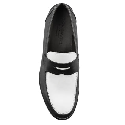 Atlantis Two-Tone Black & White Box Calf Leather Penny Loafer - To Boot New York