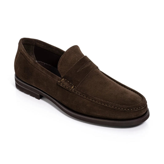 Belfast Dark Brown Suede Penny Loafer - To Boot New York