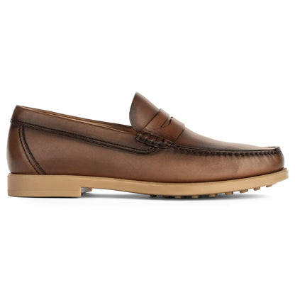 Bennett Burnished Tan Brown Baby Calf Leather Penny Loafer - To Boot New York