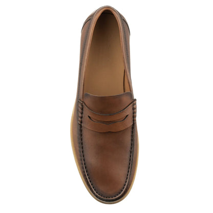 Bennett Burnished Tan Brown Baby Calf Leather Penny Loafer - To Boot New York