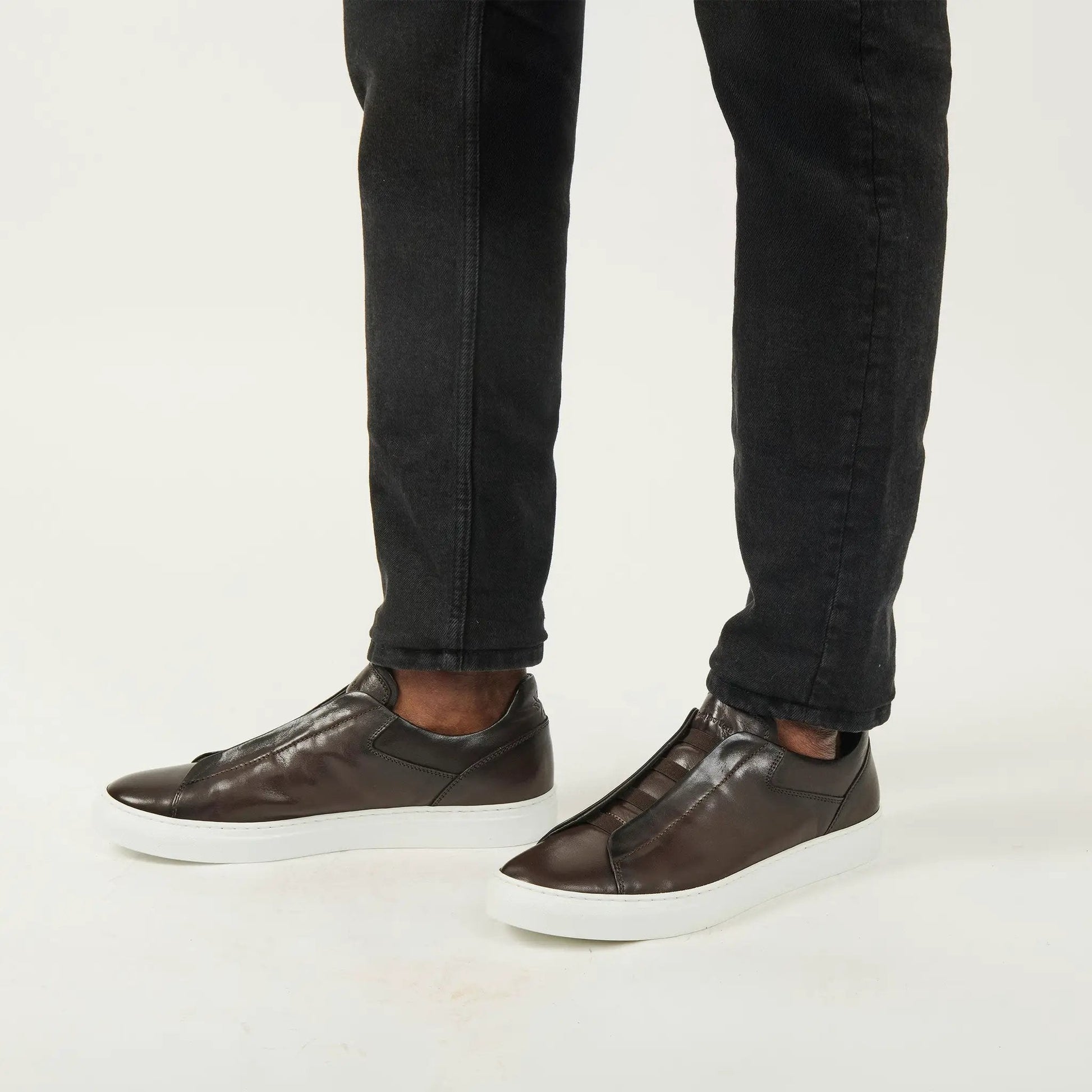 Ainsworth Dark Brown Elastic Slip-On Sneaker - To Boot New York