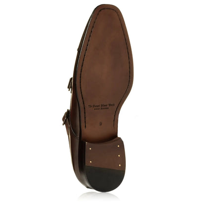 Dakota Ashen Brown Leather Cap Toe Double Monkstrap - To Boot New York