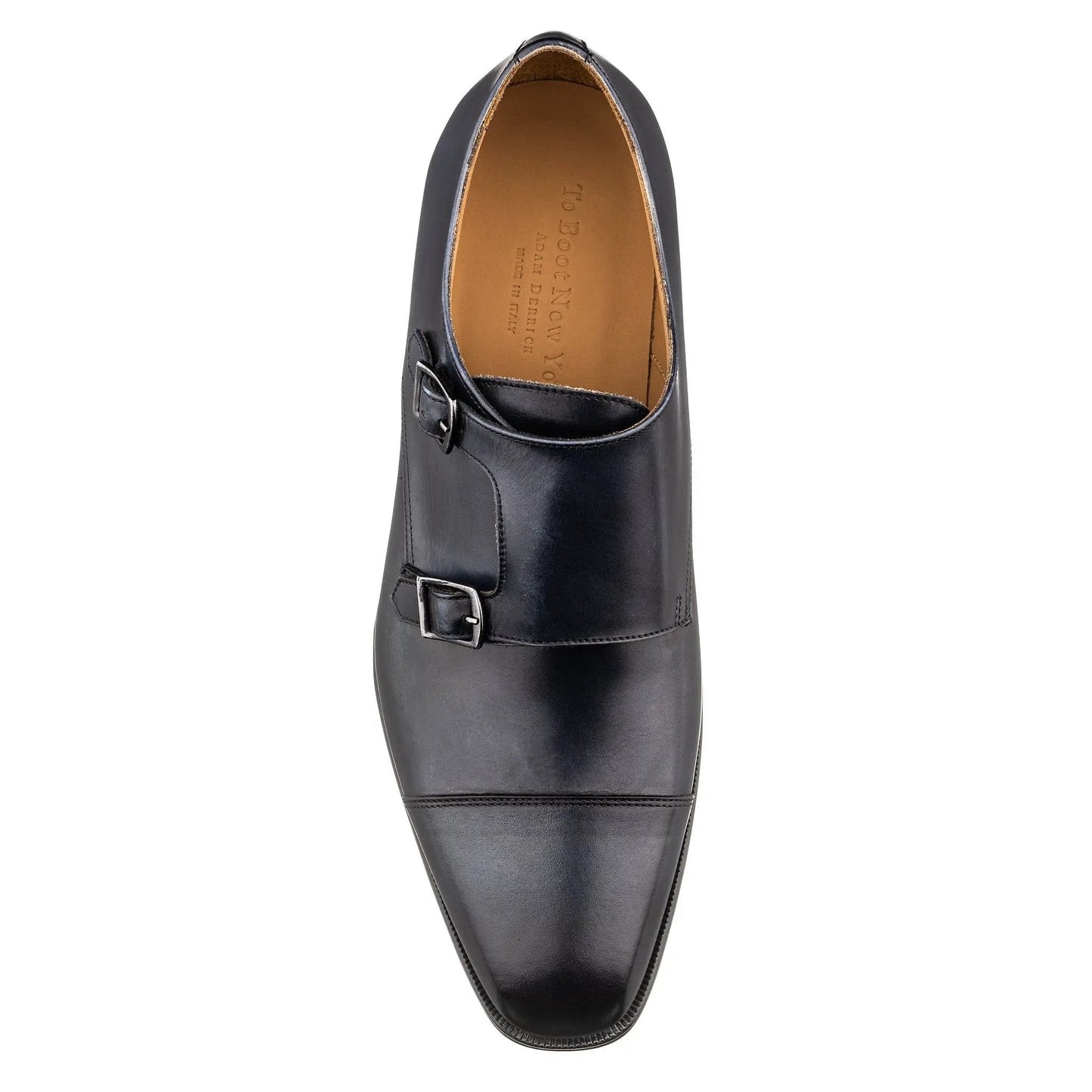 Dakota Navy Blue Leather Cap Toe Double Monkstrap - To Boot New York