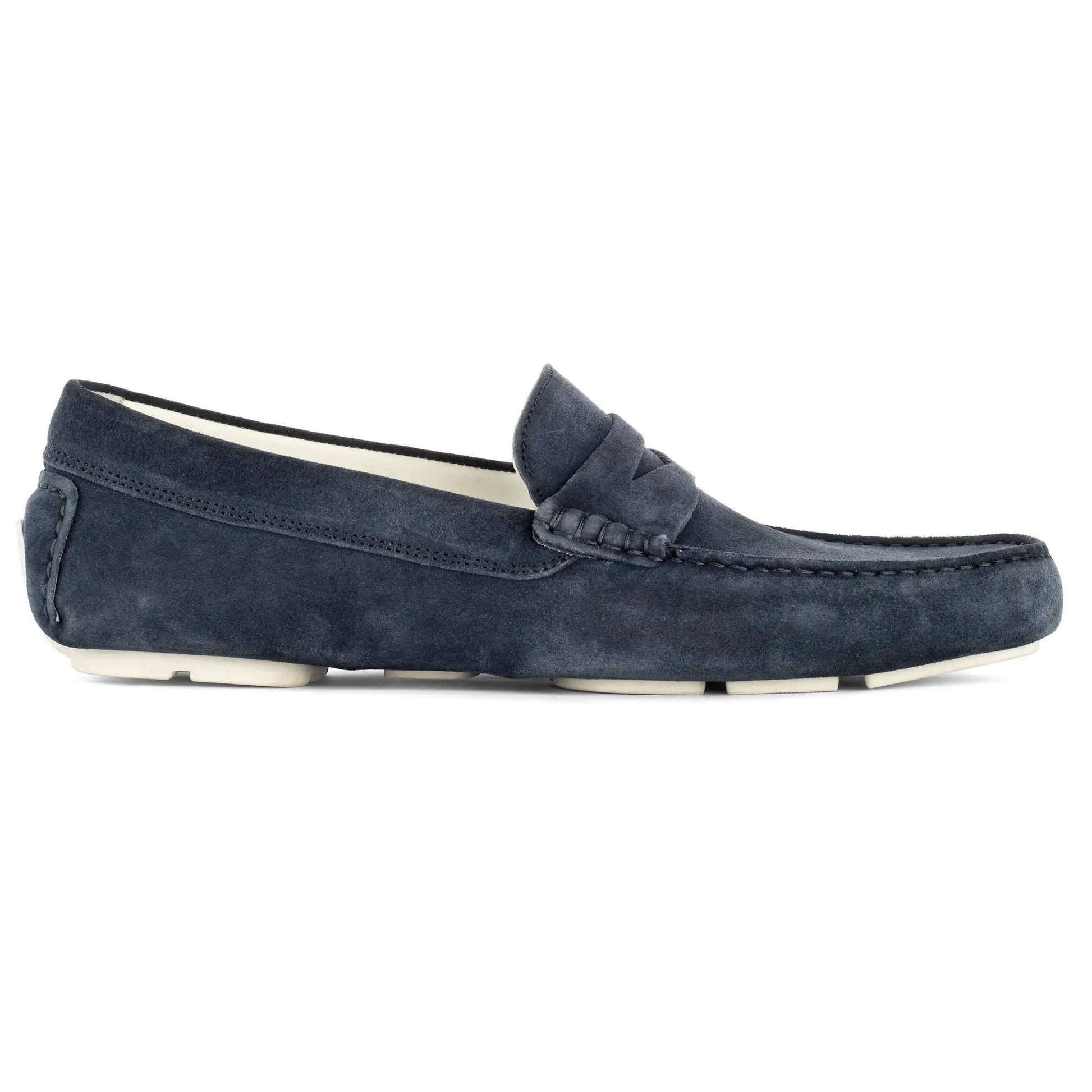 Carmel Blue Suede Penny Loafer Driving Shoe - To Boot New York
