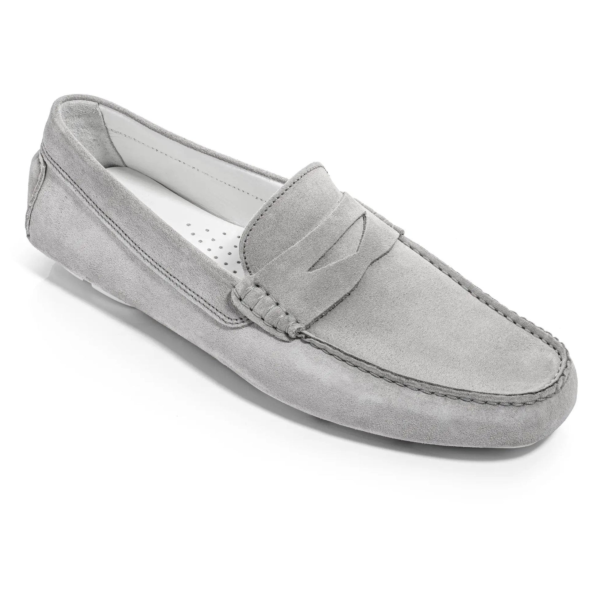Carmel Light Grey Suede Penny Loafer Driving Shoe - To Boot New York