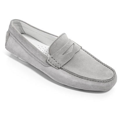 Carmel Light Grey Suede Penny Loafer Driving Shoe - To Boot New York