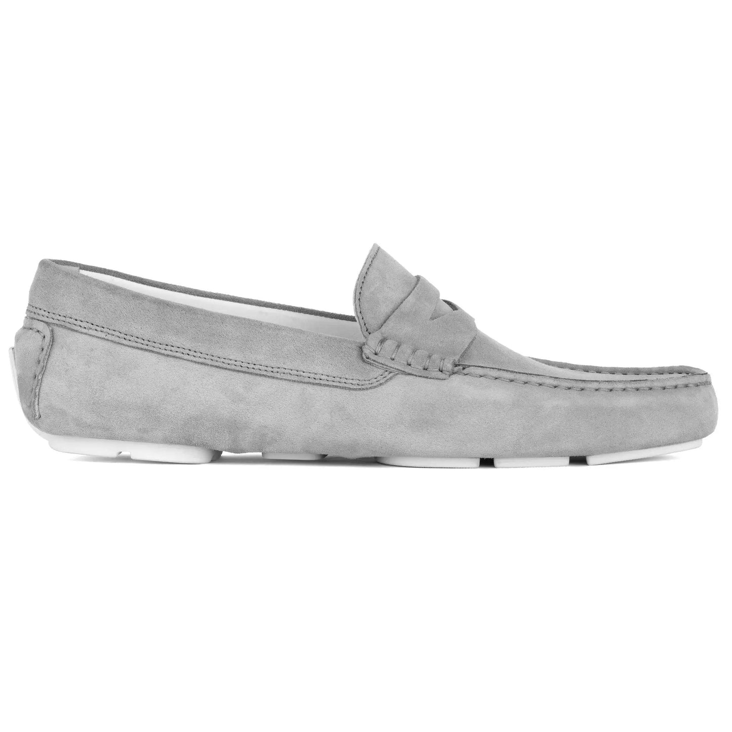 Carmel Light Grey Suede Penny Loafer Driving Shoe - To Boot New York
