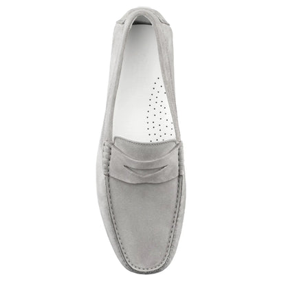 Carmel Light Grey Suede Penny Loafer Driving Shoe - To Boot New York