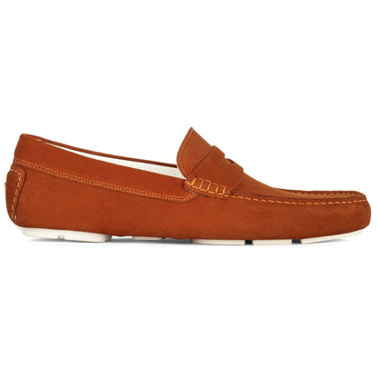 Carmel Orange Suede Penny Loafer Driving Shoe - To Boot New York