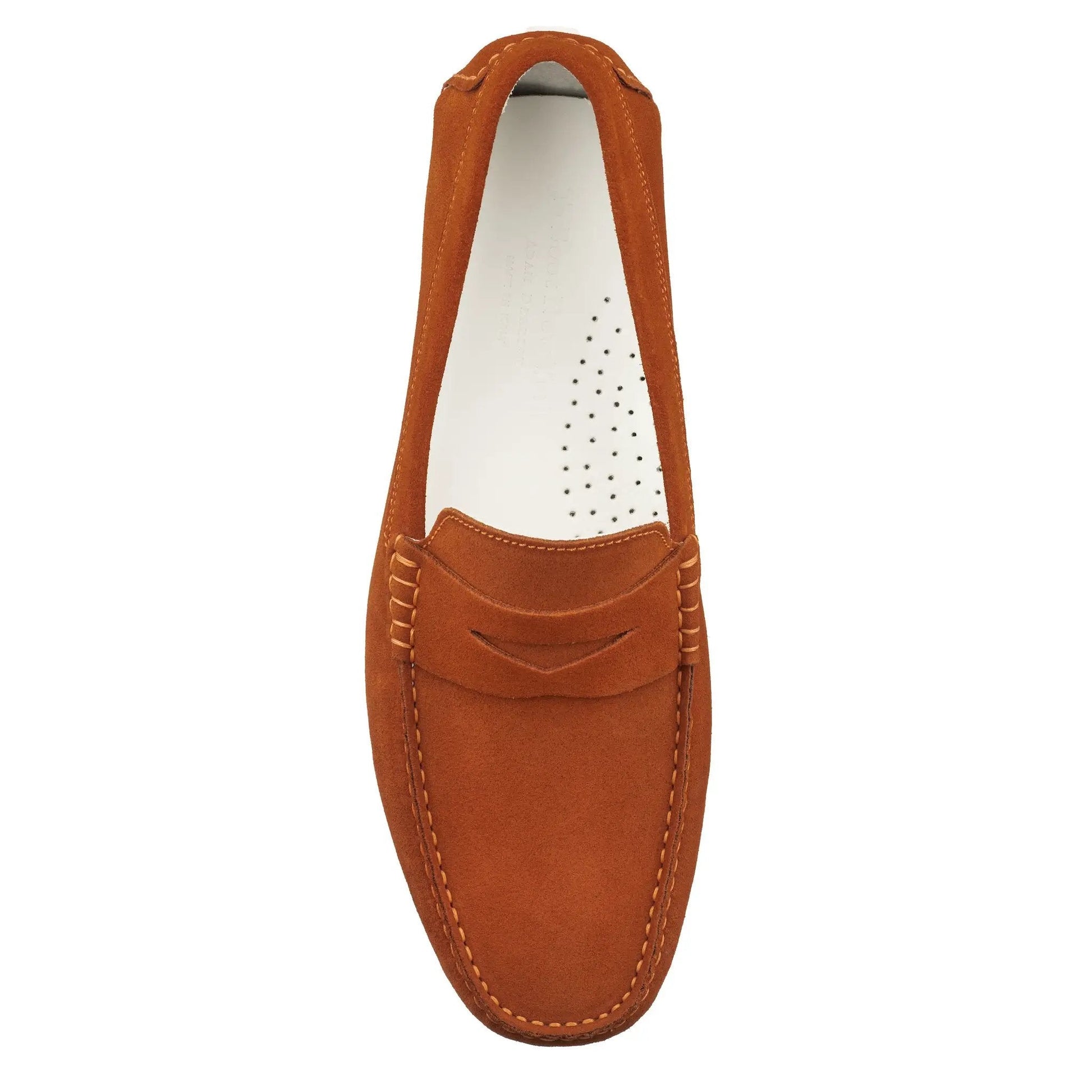 Carmel Orange Suede Penny Loafer Driving Shoe - To Boot New York