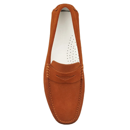 Carmel Orange Suede Penny Loafer Driving Shoe - To Boot New York