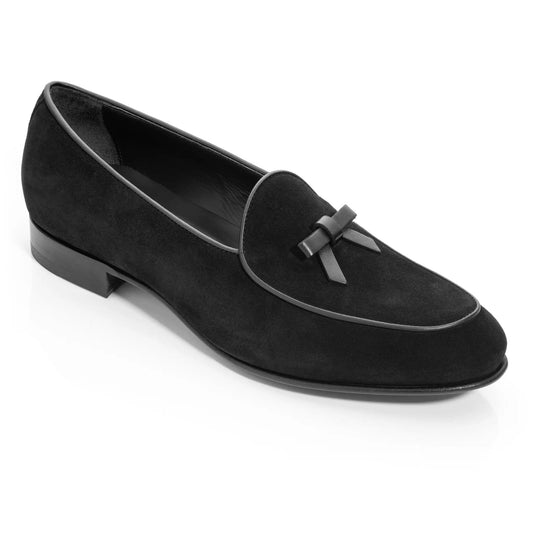 Shayne Black Suede Bow Pump Belgian Loafer - To Boot New York