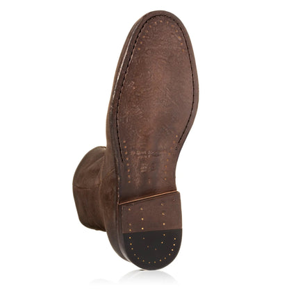 Nils Dark Brown Waxed Suede Plain Toe Zip Boot - To Boot New York