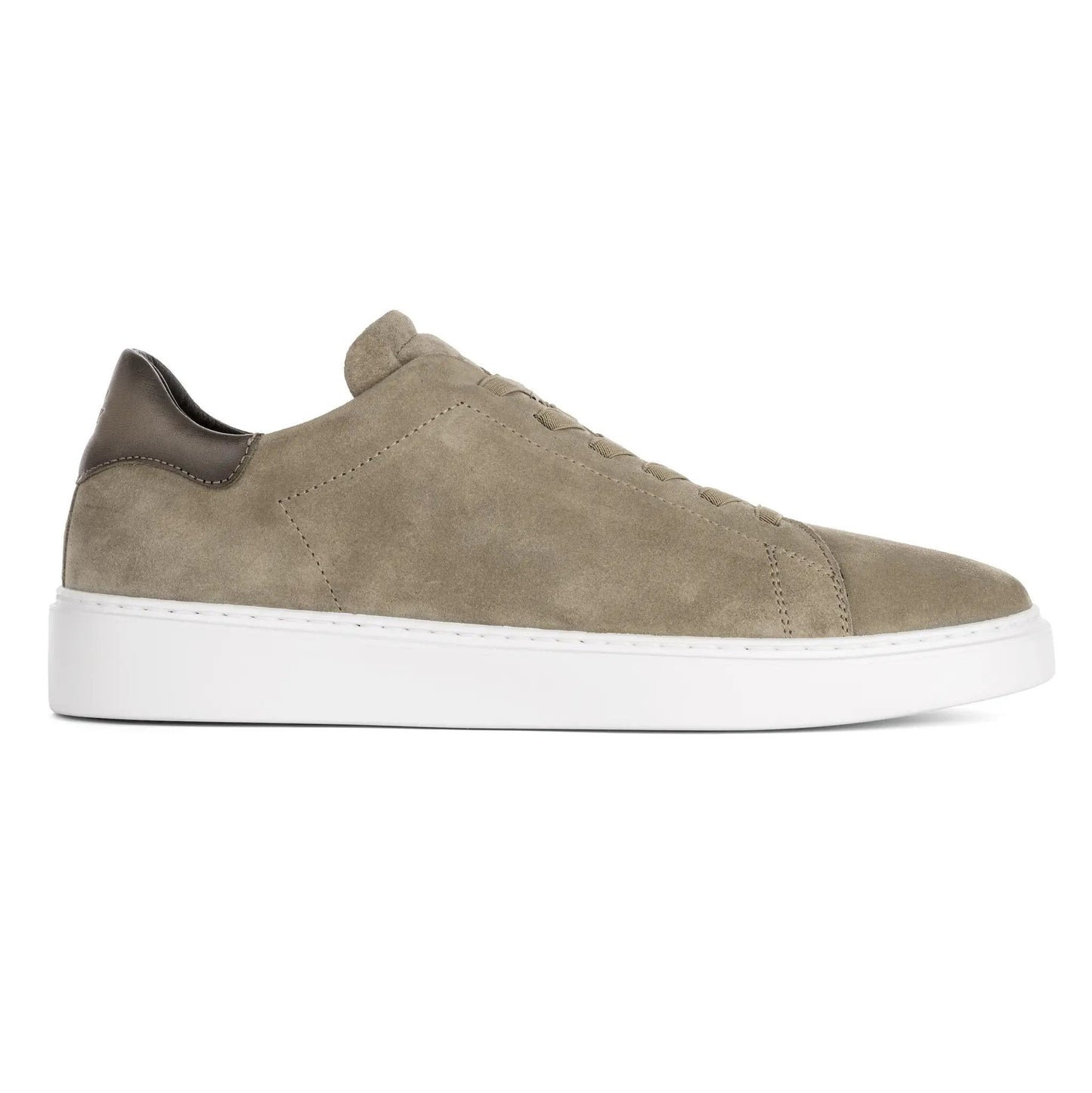 James Taupe Suede Stretch Lace Luxury Low-Top Sneaker - To Boot New York
