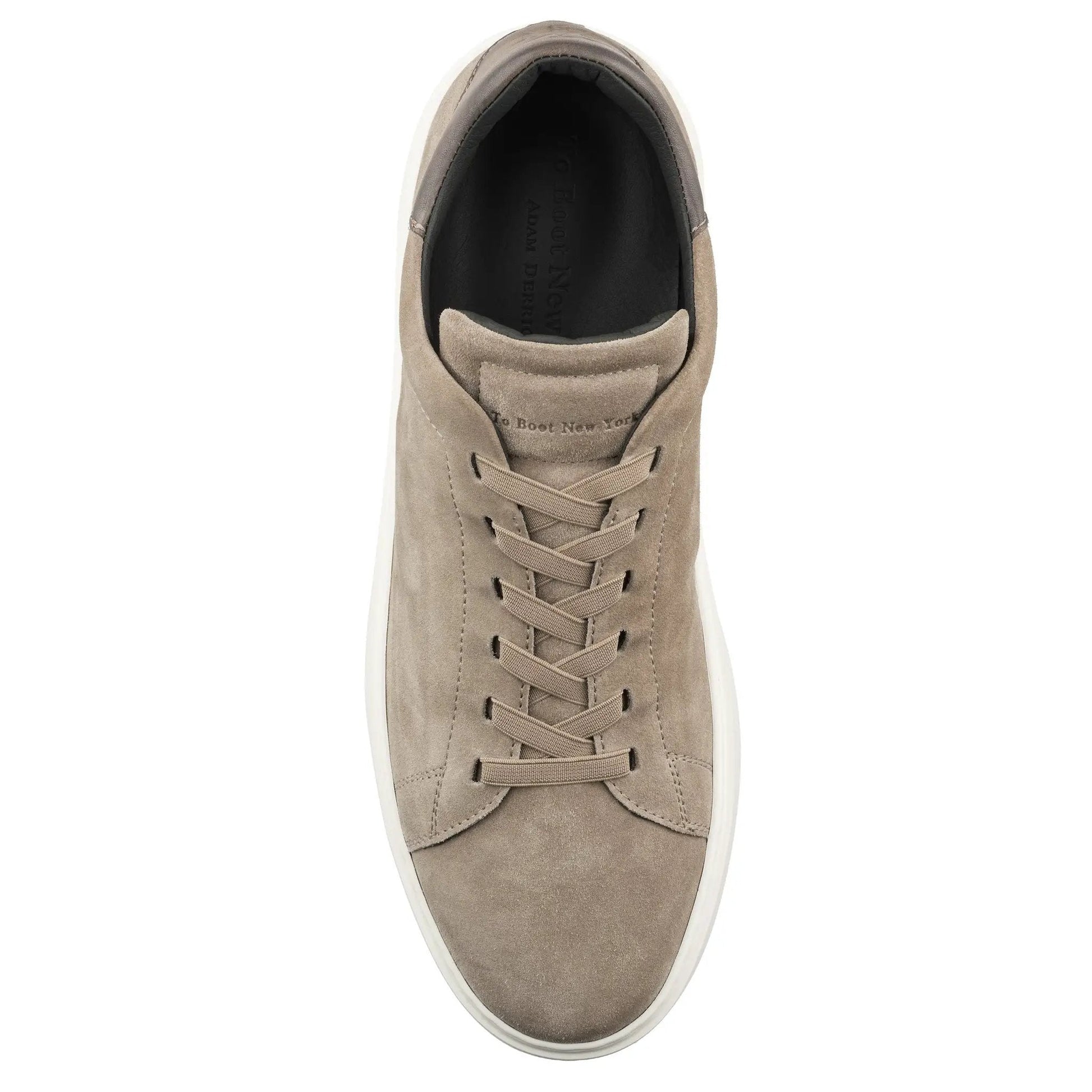 James Taupe Suede Stretch Lace Luxury Low-Top Sneaker - To Boot New York