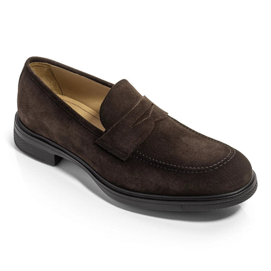 Joey Water-Repellent Dark Brown Suede Penny Loafer - To Boot New York