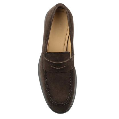 Joey Water-Repellent Dark Brown Suede Penny Loafer - To Boot New York