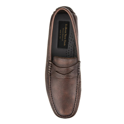 Vieques Mid Brown Deerskin Penny Driving Loafer - To Boot New York