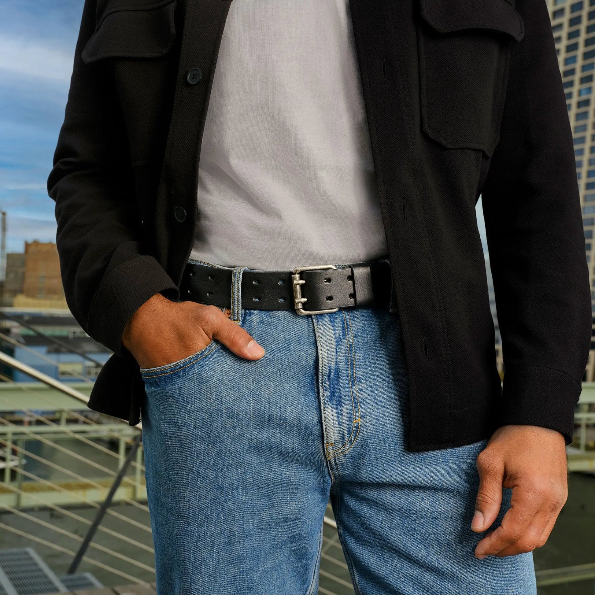Black 2-Prong / Roller Jeans Belt - To Boot New York