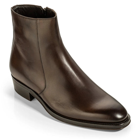 Gilmour Dark Brown Calf Leather Zip Boot - To Boot New York