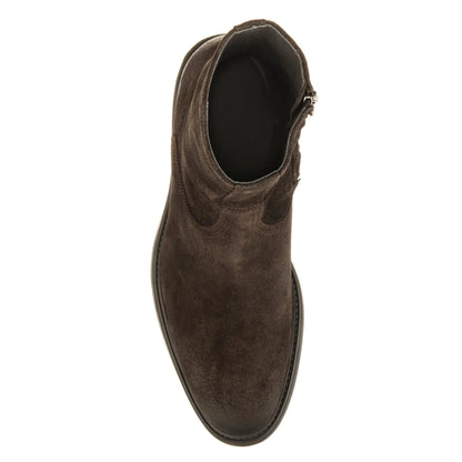 Muller Dark Brown Waxed Suede Plain Toe Zip Boot - To Boot New York