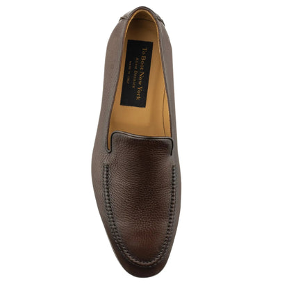 Brunswick Dark Brown Deerskin Leather Slip-On Loafer - To Boot New York