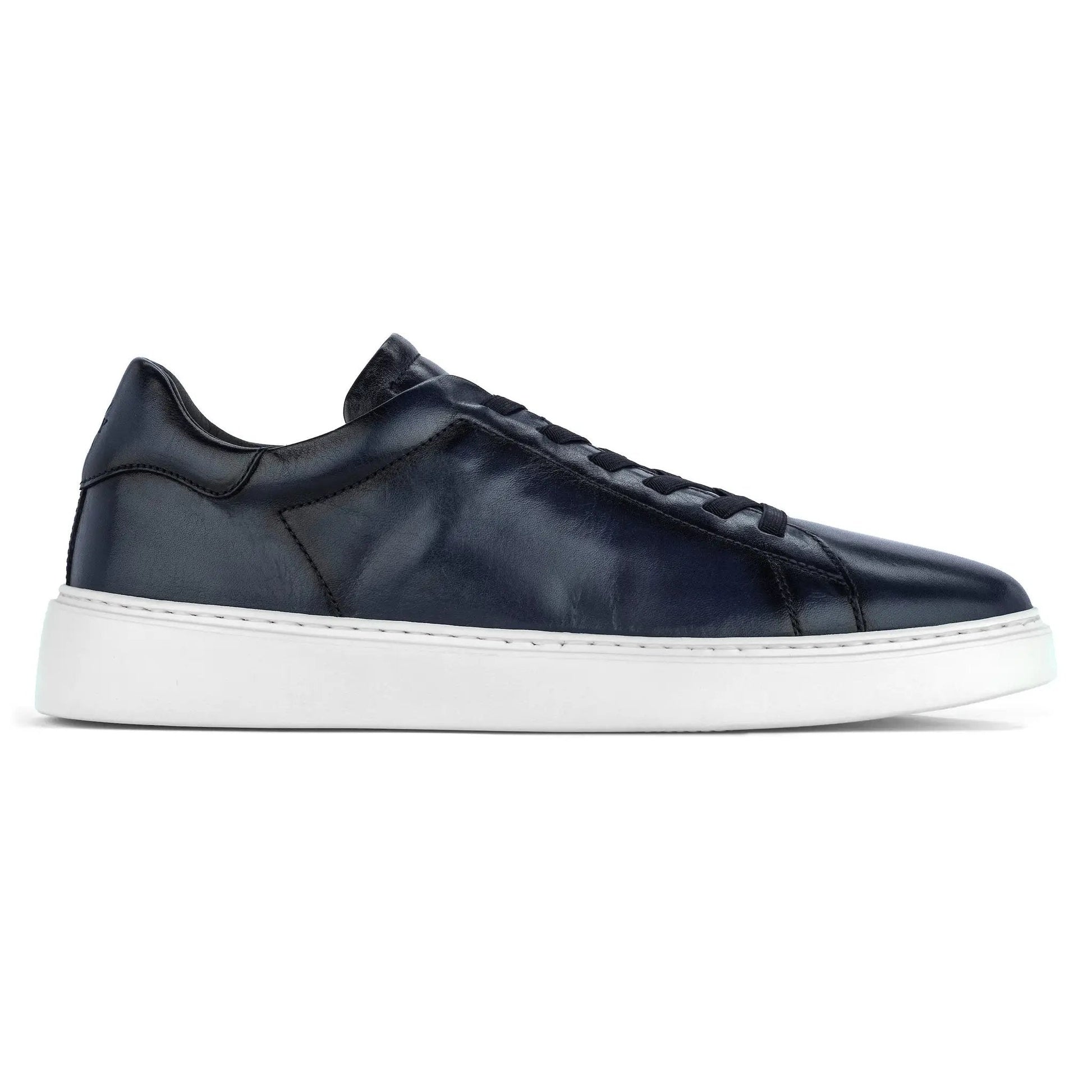 James Burnished Blue Calf Stretch Lace Luxury Low-Top Sneaker - To Boot New York