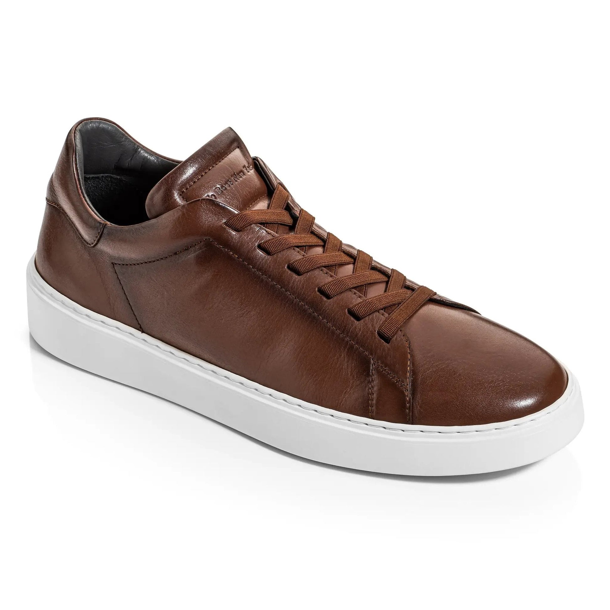 James Burnished Brown Calf Stretch Lace Luxury Low-Top Sneaker - To Boot New York